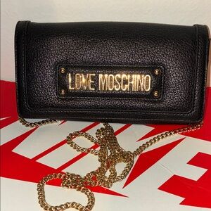 Love Moschino Black and Gold Crossbody Bag